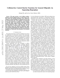 Collision-free Control Barrier Functions for General Ellipsoids via Separating Hyperplane