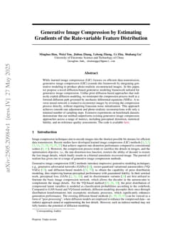Generative Image Compression by Estimating Gradients of the Rate-variable Feature Distribution