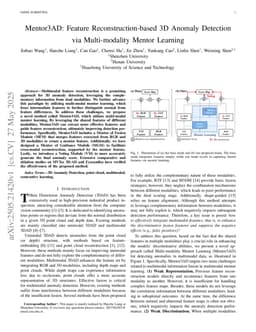 Mentor3AD: Feature Reconstruction-based 3D Anomaly Detection via Multi-modality Mentor Learning