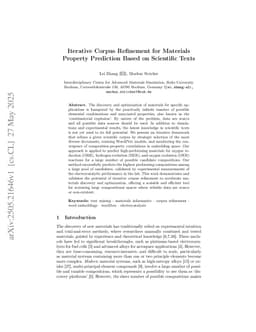 Iterative Corpus Refinement for Materials Property Prediction Based on Scientific Texts