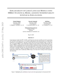 Explainability of Large Language Models using SMILE: Statistical Model-agnostic Interpretability with Local Explanations