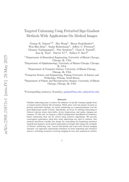 Targeted Unlearning Using Perturbed Sign Gradient Methods With Applications On Medical Images