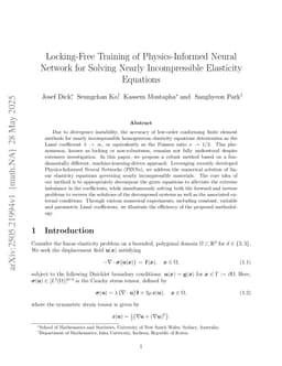 Locking-Free Training of Physics-Informed Neural Network for Solving Nearly Incompressible Elasticity Equations