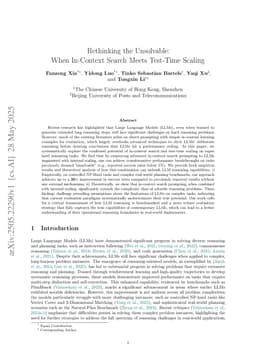 Rethinking the Unsolvable: When In-Context Search Meets Test-Time Scaling