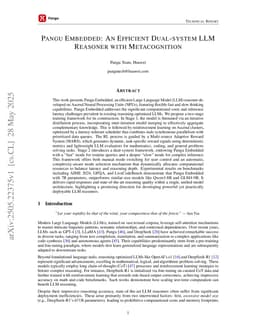 Pangu Embedded: An Efficient Dual-system LLM Reasoner with Metacognition