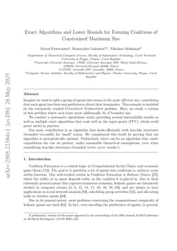 Exact Algorithms and Lower Bounds for Forming Coalitions of Constrained Maximum Size