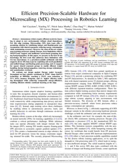 Efficient Precision-Scalable Hardware for Microscaling (MX) Processing in Robotics Learning