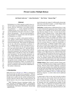 Private Lossless Multiple Release