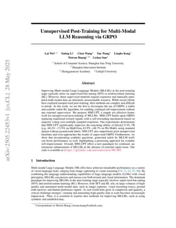 Unsupervised Post-Training for Multi-Modal LLM Reasoning via GRPO