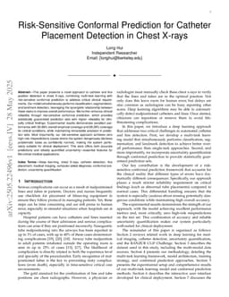 Risk-Sensitive Conformal Prediction for Catheter Placement Detection in Chest X-rays