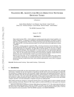 Training RL Agents for Multi-Objective Network Defense Tasks