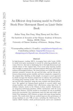 An Efficient deep learning model to Predict Stock Price Movement Based on Limit Order Book