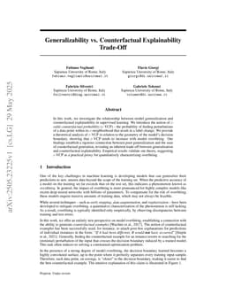 Generalizability vs. Counterfactual Explainability Trade-Off