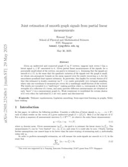 Joint estimation of smooth graph signals from partial linear measurements