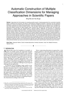 Automatic Construction of Multiple Classification Dimensions for Managing Approaches in Scientific Papers