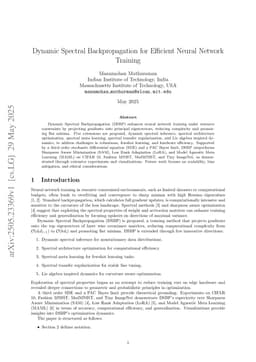 Dynamic Spectral Backpropagation for Efficient Neural Network Training