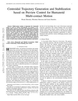 Centroidal Trajectory Generation and Stabilization based on Preview Control for Humanoid Multi-contact Motion