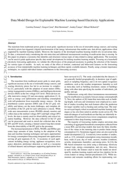 Data Model Design for Explainable Machine Learning-based Electricity Applications