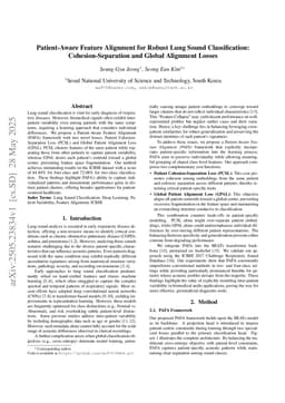 Patient-Aware Feature Alignment for Robust Lung Sound Classification:Cohesion-Separation and Global Alignment Losses