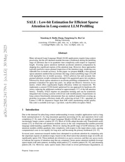 SALE : Low-bit Estimation for Efficient Sparse Attention in Long-context LLM Prefilling