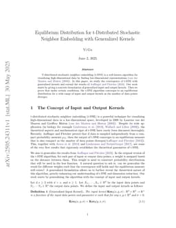 Equilibrium Distribution for t-Distributed Stochastic Neighbor Embedding with Generalized Kernels