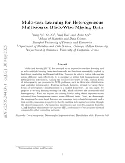 Multi-task Learning for Heterogeneous Multi-source Block-Wise Missing Data