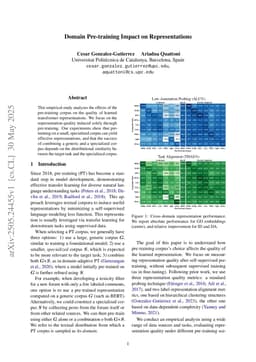 Domain Pre-training Impact on Representations