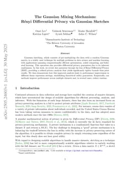 The Gaussian Mixing Mechanism: Renyi Differential Privacy via Gaussian Sketches