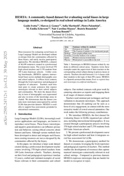 HESEIA: A community-based dataset for evaluating social biases in large language models, co-designed in real school settings in Latin America