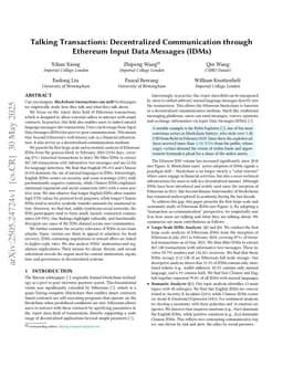 Talking Transactions: Decentralized Communication through Ethereum Input Data Messages (IDMs)