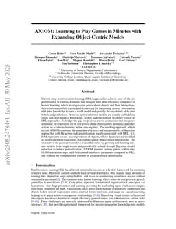 AXIOM: Learning to Play Games in Minutes with Expanding Object-Centric Models