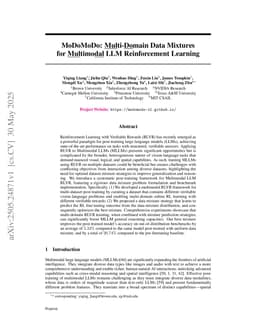 MoDoMoDo: Multi-Domain Data Mixtures for Multimodal LLM Reinforcement Learning