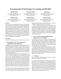 Emerging ML-AI Techniques for Analog and RF EDA