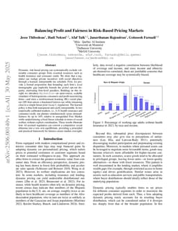 Balancing Profit and Fairness in Risk-Based Pricing Markets