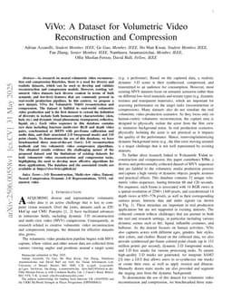 ViVo: A Dataset for Volumetric Video Reconstruction and Compression