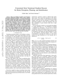 Constrained Stein Variational Gradient Descent for Robot Perception, Planning, and Identification