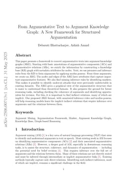 From Argumentative Text to Argument Knowledge Graph: A New Framework for Structured Argumentation