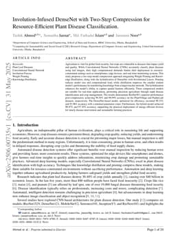 Involution-Infused DenseNet with Two-Step Compression for Resource-Efficient Plant Disease Classification