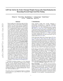 LIFT the Veil for the Truth: Principal Weights Emerge after Rank Reduction for Reasoning-Focused Supervised Fine-Tuning