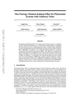 Max Entropy Moment Kalman Filter for Polynomial Systems with Arbitrary Noise