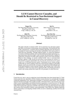 LLM Cannot Discover Causality, and Should Be Restricted to Non-Decisional Support in Causal Discovery