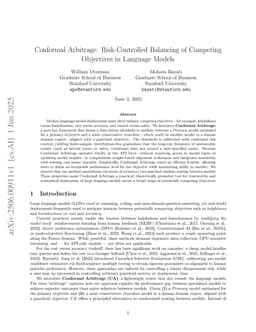 Conformal Arbitrage: Risk-Controlled Balancing of Competing Objectives in Language Models