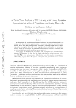 A Finite-Time Analysis of TD Learning with Linear Function Approximation without Projections nor Strong Convexity