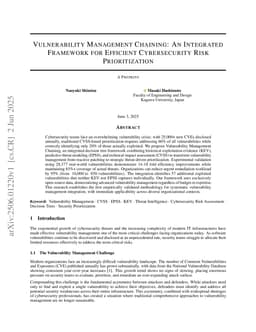 Vulnerability Management Chaining: An Integrated Framework for Efficient Cybersecurity Risk Prioritization