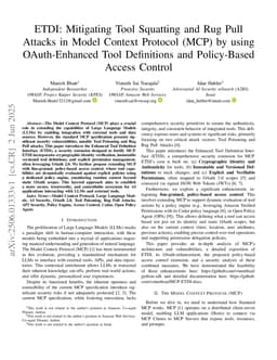 ETDI: Mitigating Tool Squatting and Rug Pull Attacks in Model Context Protocol (MCP) by using OAuth-Enhanced Tool Definitions and Policy-Based Access Control
