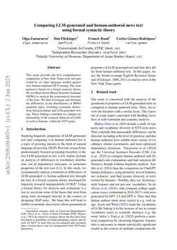 Comparing LLM-generated and human-authored news text using formal syntactic theory