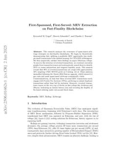 First-Spammed, First-Served: MEV Extraction on Fast-Finality Blockchains