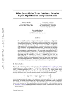 When Lower-Order Terms Dominate: Adaptive Expert Algorithms for Heavy-Tailed Losses