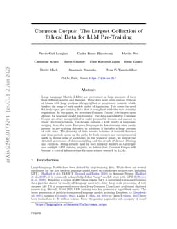 Common Corpus: The Largest Collection of Ethical Data for LLM Pre-Training