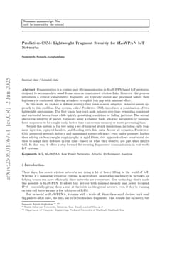 Predictive-CSM: Lightweight Fragment Security for 6LoWPAN IoT Networks